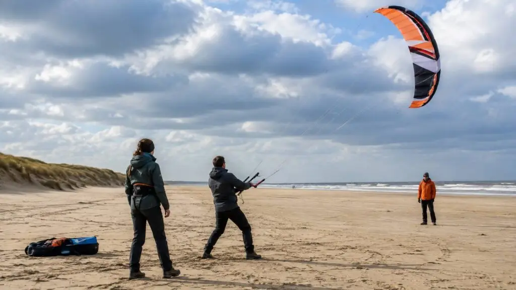 Avontuur in Zeeland met powerkiten op een breed strand aan de Nederlandse kust